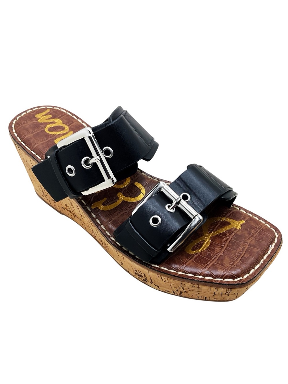 {Sam Edelman} Anna Cork Buckle Platform Wedge Sandals